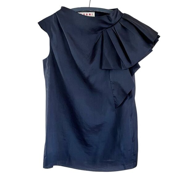 Marni Ruffle Shoulder Silk Tunic Top - Picture 1 of 7